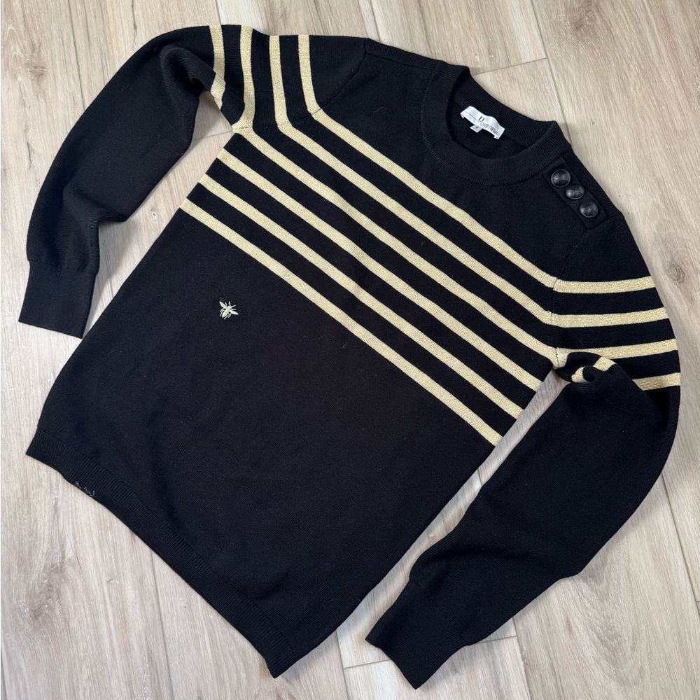Dior D Uniforms Black and Gold Bee Sweater